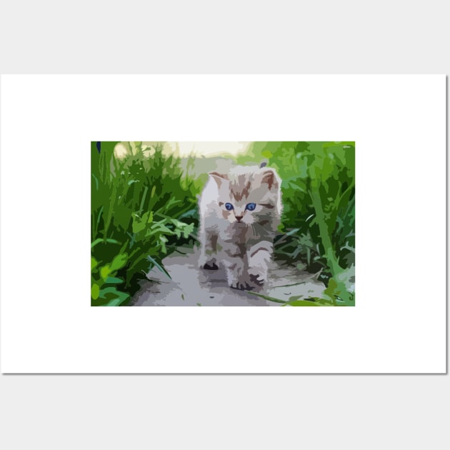 American Shorthair Kitten Digital Painting Wall Art by gktb